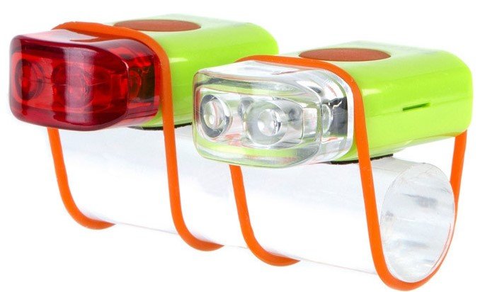 IKZI-Light LED set voor+achter elastiek bev."Stripties" groen