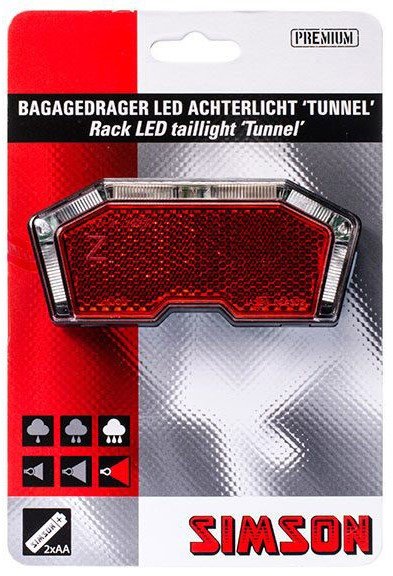 Simson bagagedragerachterlicht Tunnel LED incl. bat. op kaart