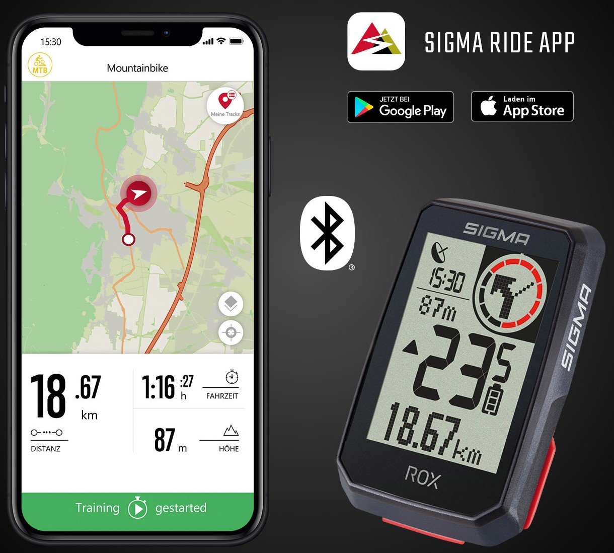 Sigma ROX 2.0 GPS Black stuurhouder USB-C oplaadkabel
