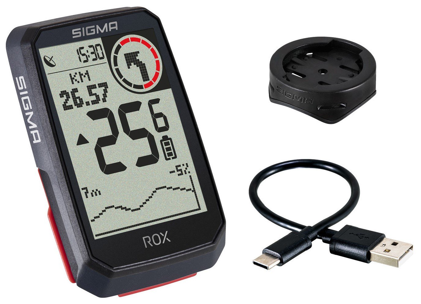 Sigma ROX 4.0 GPS Black stuurhouder USB-C oplaadkabel