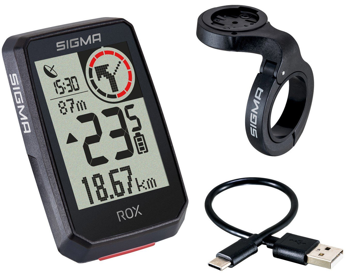 Sigma ROX 2.0 GPS Black top mount USB-C oplaadkabel