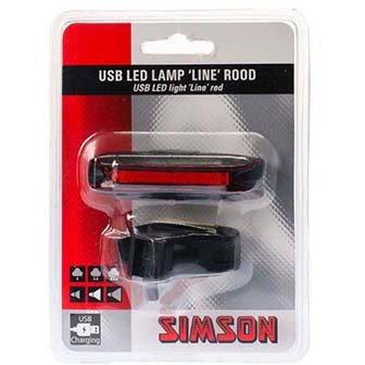 Simson achterlicht Line USB LED oplaadbaar zwart op kaart