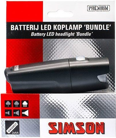 Simson koplamp Bundle LED zwart incl.batterijen op kaart