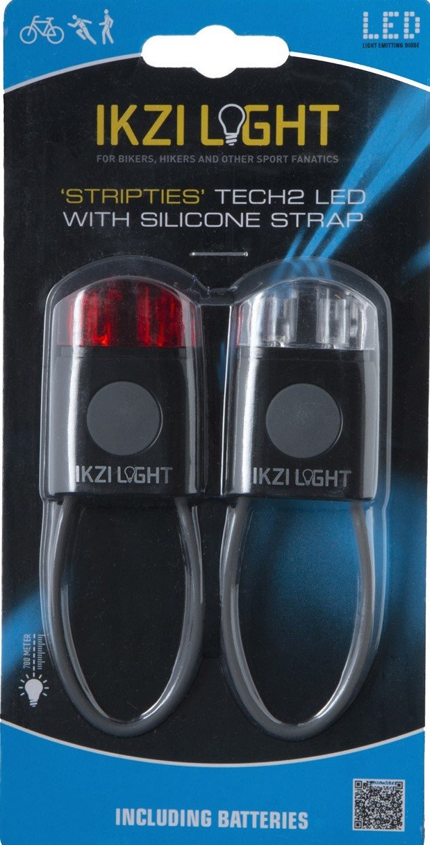 IKZI-Light LED set voor+achter elastiek bev."Stripties" zwart