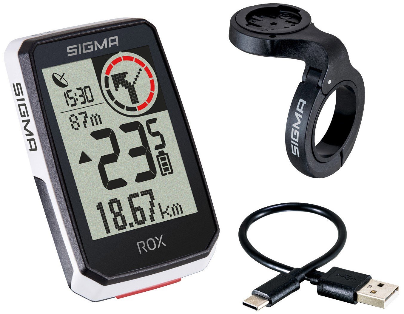 Sigma ROX 2.0 GPS White top mount USB-C oplaadkabel