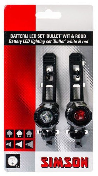 Simson verlichtingsset Bullet LED incl. batterijen op kaart