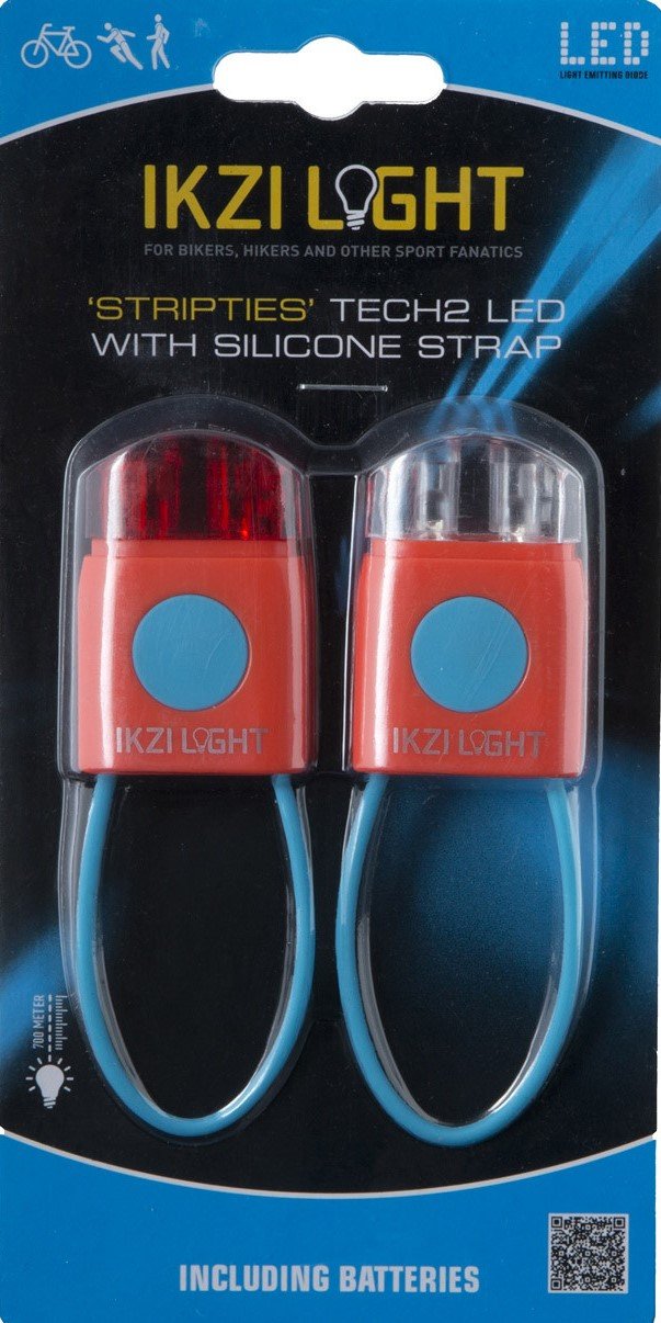 IKZI-Light LED set voor+achter elastiek bev."Stripties" blauw